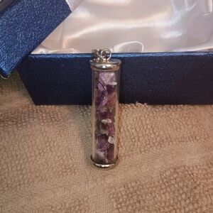 Amethyst Jar Pendant. Authentic Gemstones Large Bale. New